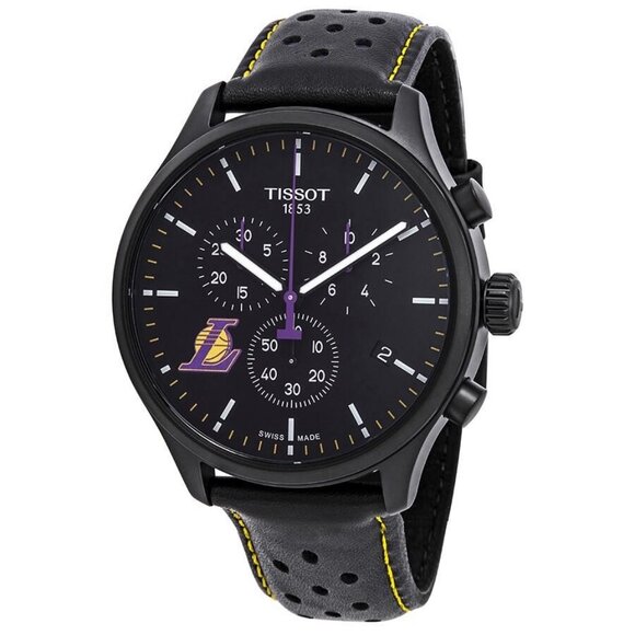 NWT Authentic Tissot NBA Teams Special Los Angeles Lakers Chronograph Black Dial - Picture 1 of 3